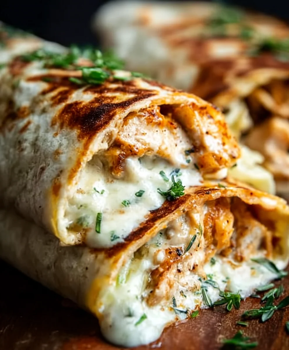 Cheesy Garlic Chicken Wraps - Easy & Delicious Recipe
