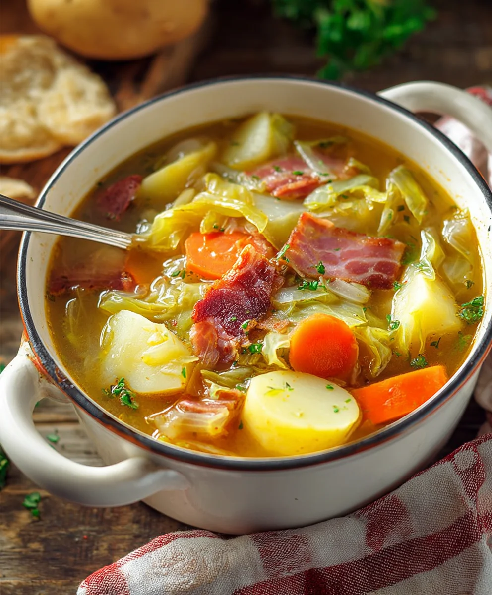 Hearty Beef Beef Bacon Cabbage Potato Soup Recipe