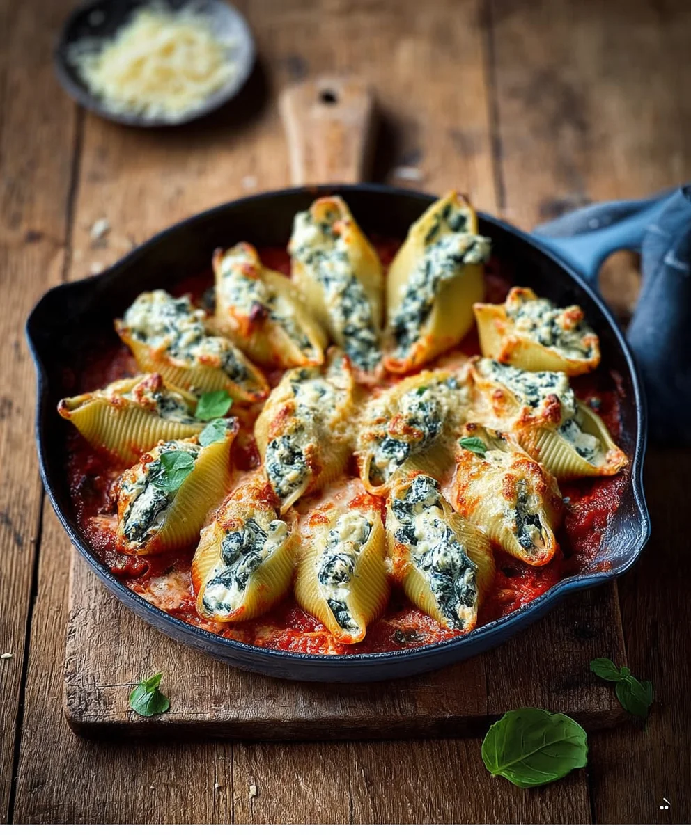 Spinach Ricotta Stuffed Shells - Easy Dinner Recipe