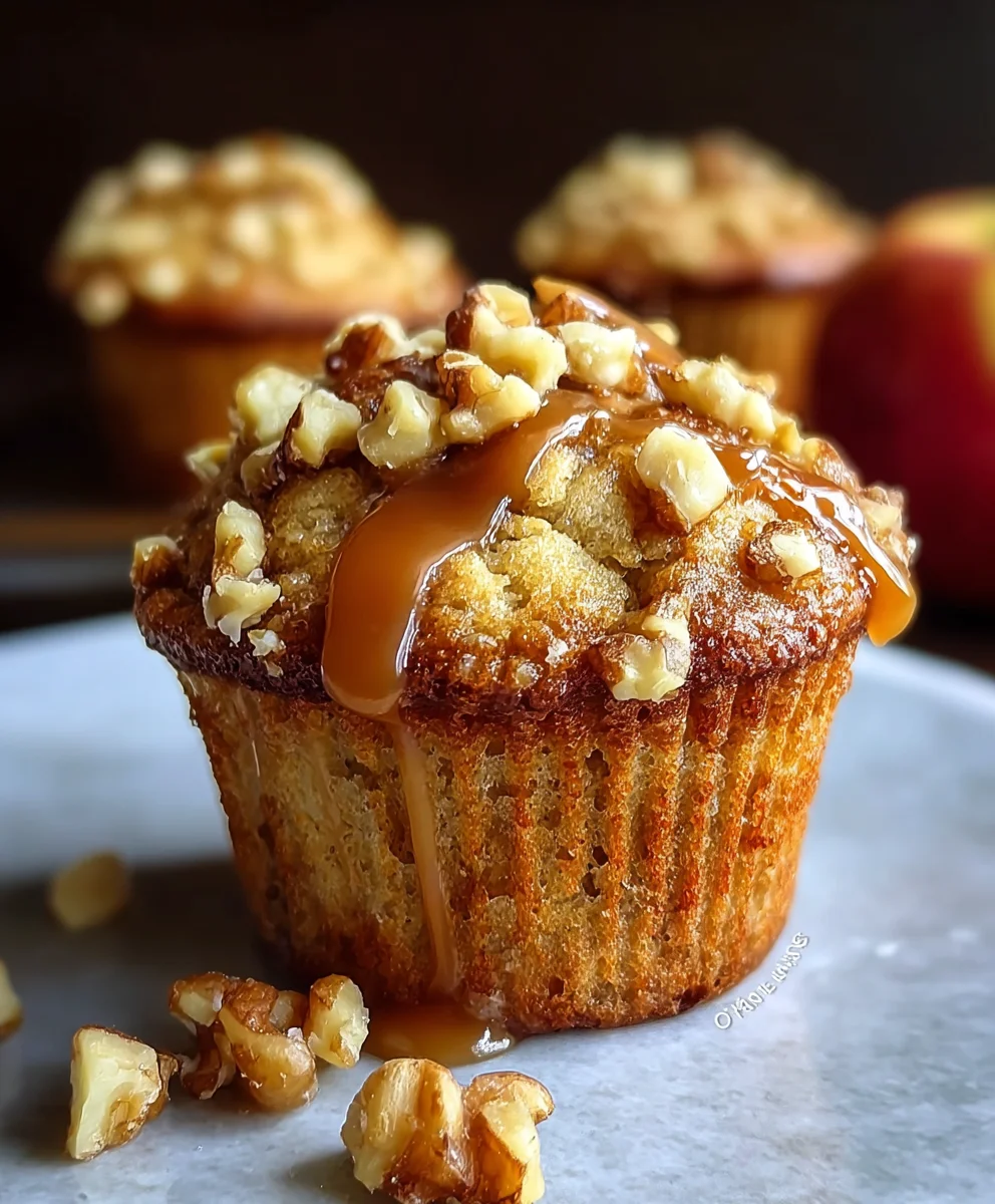 Caramel Apple Muffins-Delicious Walnut Treat