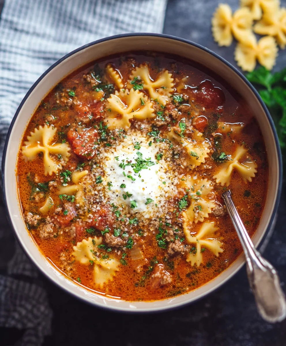 Easy Lasagna Soup Recipe - Comforting Beef & Tomato Dish