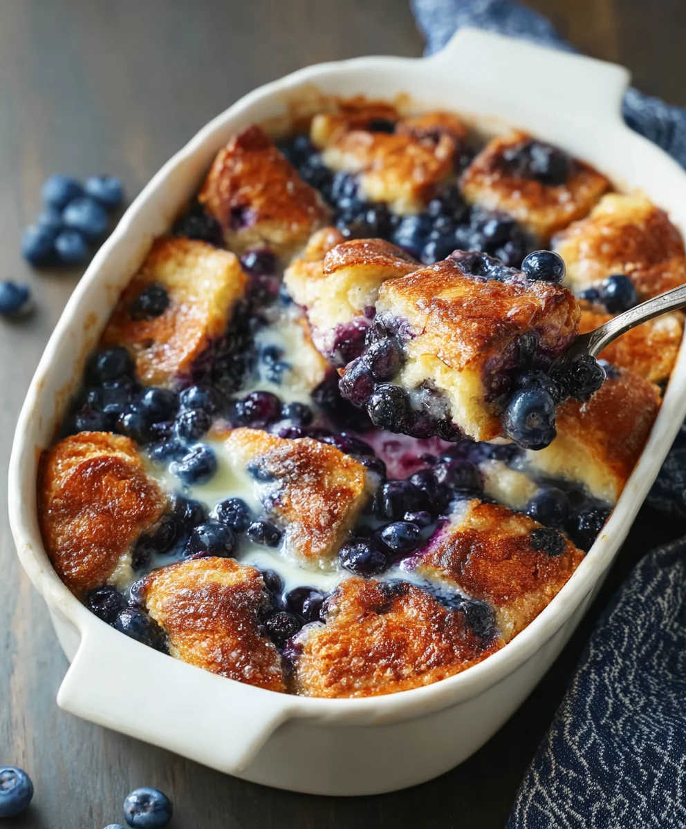 Overnight Blueberry French Toast Casserole-Easy Breakfast Bake