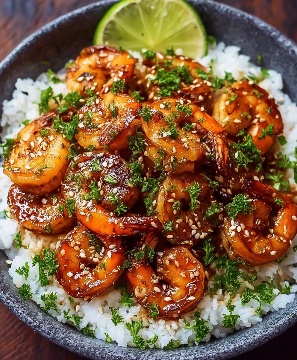Honey Garlic Shrimp Bowls-Quick Easy Dinner Idea