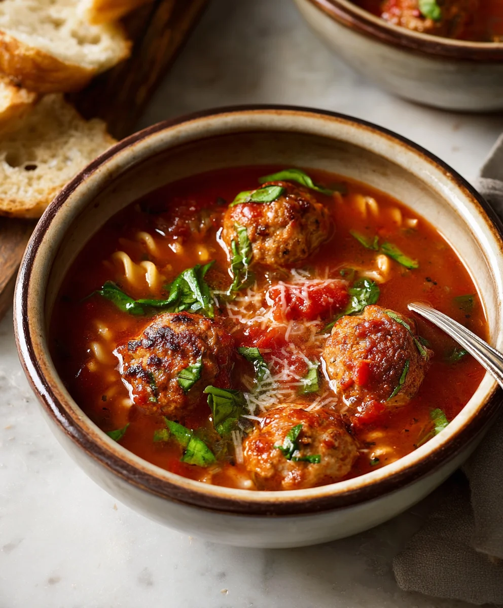 Hearty Beef Meatball Soup-Italian Comfort Food