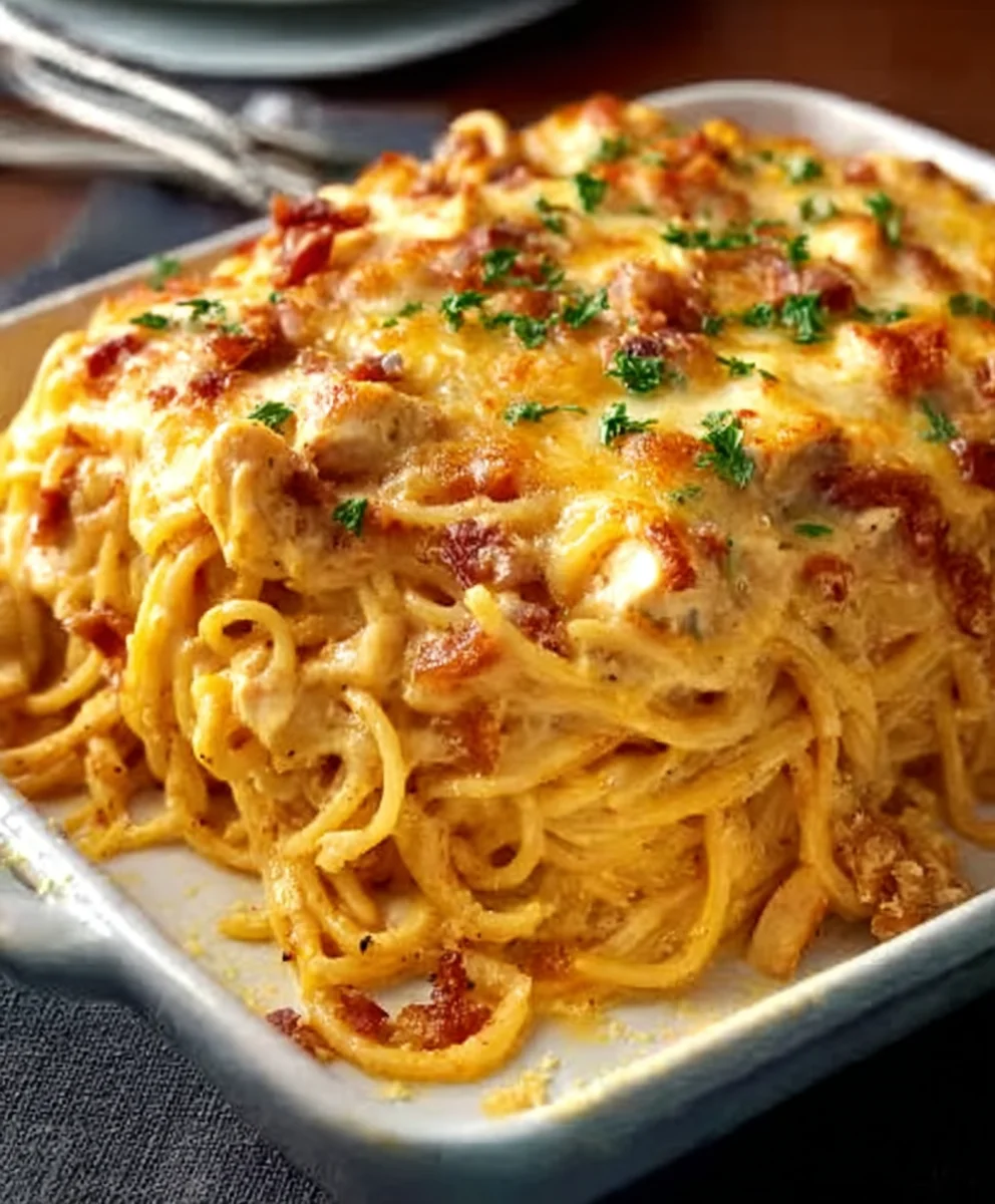 Spicy Southern Cheesy Chicken Spaghetti Casserole