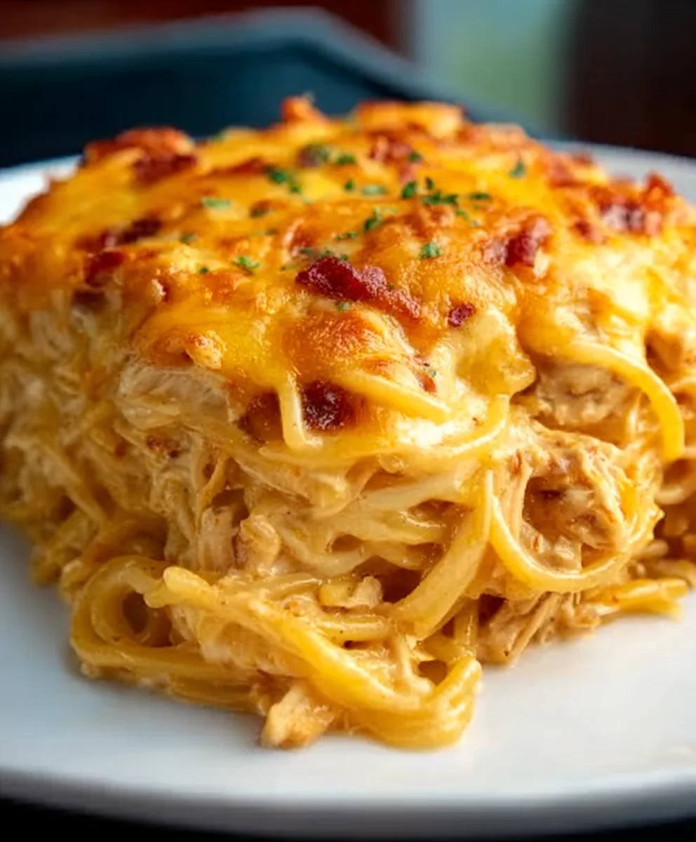 Spicy Southern Cheesy Chicken Spaghetti Casserole