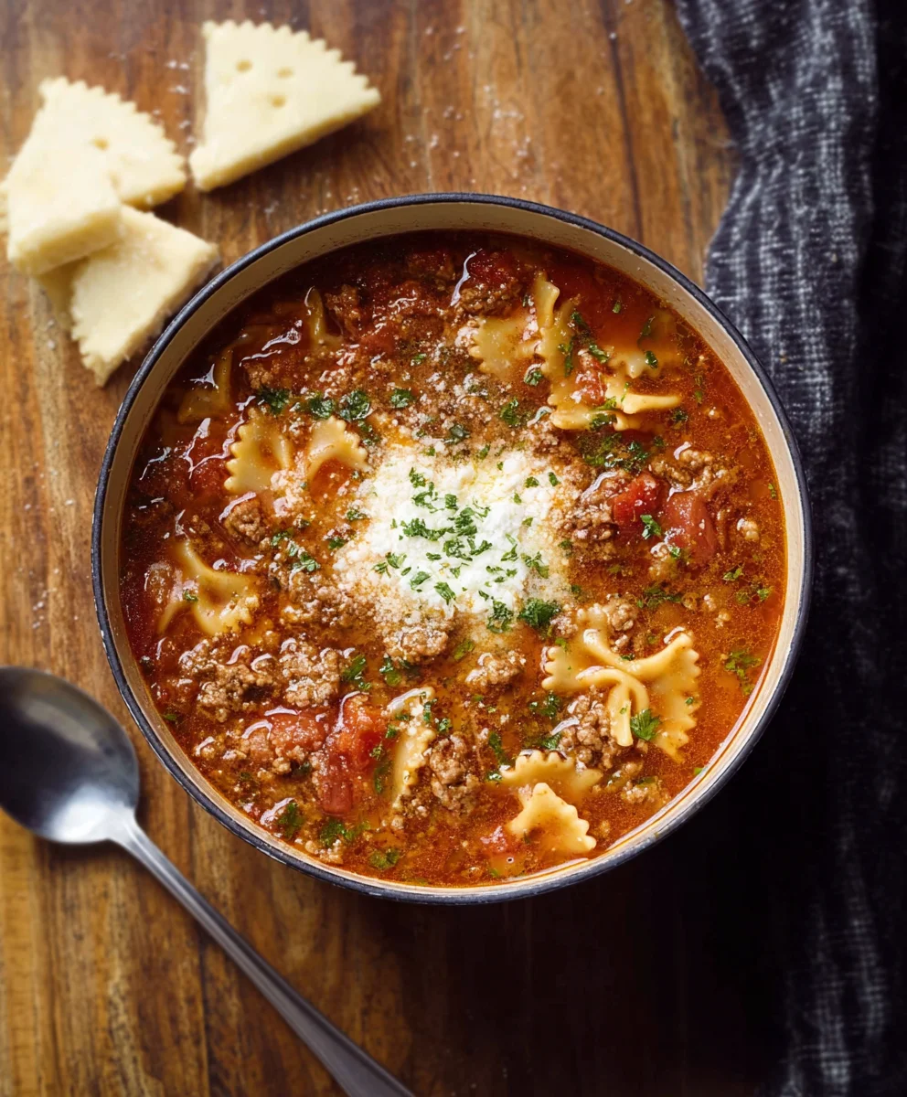 Easy Lasagna Soup Recipe - Comforting Beef & Tomato Dish