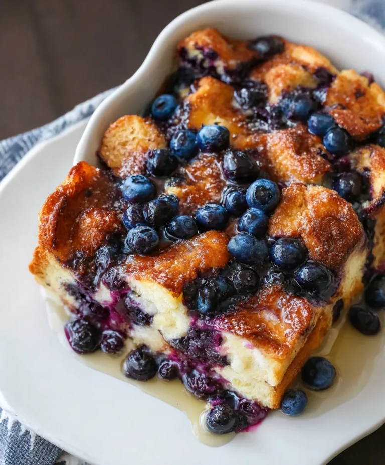 Overnight Blueberry French Toast Casserole-Easy Breakfast Bake