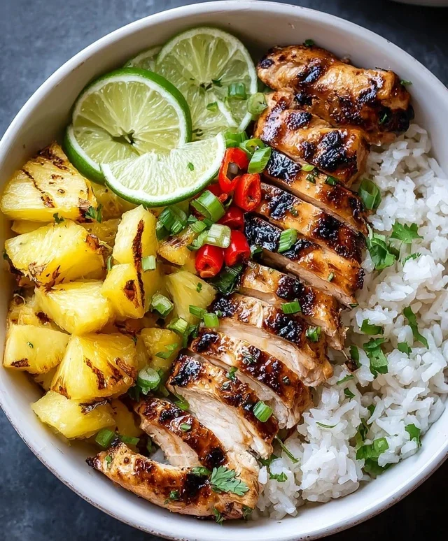 Grilled Chicken and Pineapple Bowls with Coconut Rice