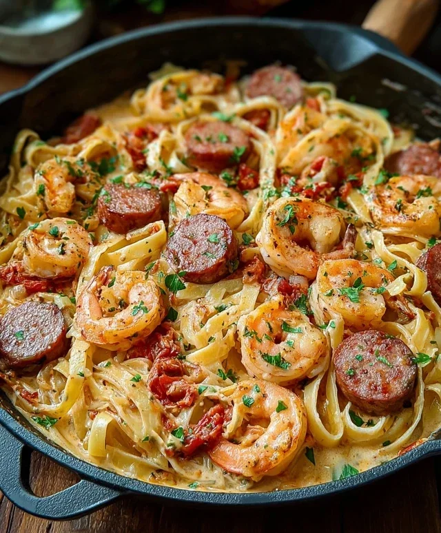 Creamy Cajun Shrimp Pasta with Sausage