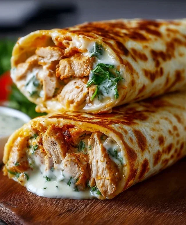 Low Carb Cheesy Garlic Chicken Wraps