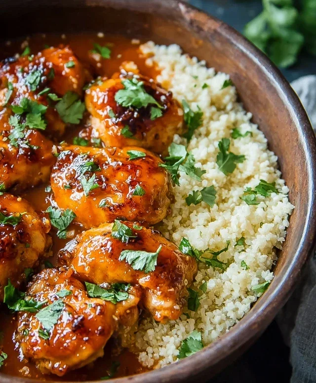 Sweet and Sticky 3 Ingredient Apricot Chicken with Cauliflower Rice