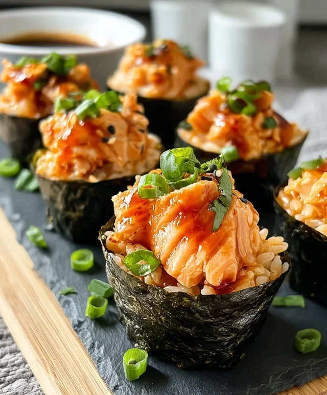 Spicy Salmon Sushi Cups