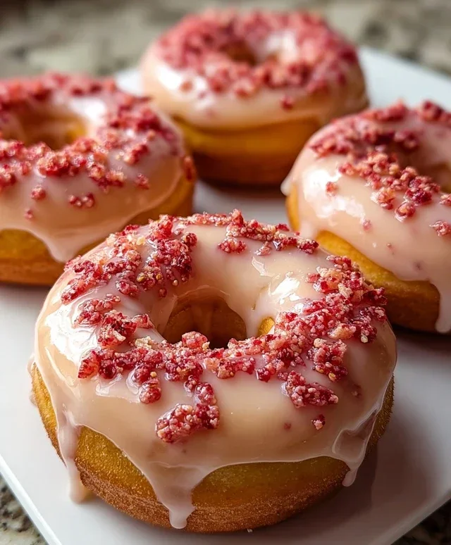 Freshly Glazed Strawberry Crunch Donuts