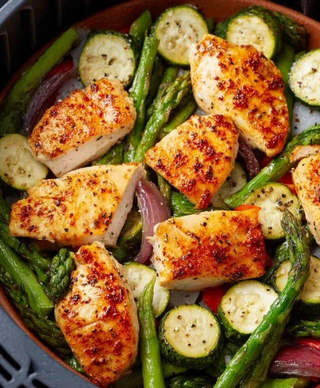 Air Fryer Chicken and Vegetables (in 15 minutes!)