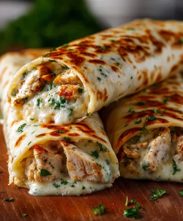 Low Carb Cheesy Garlic Chicken Wraps