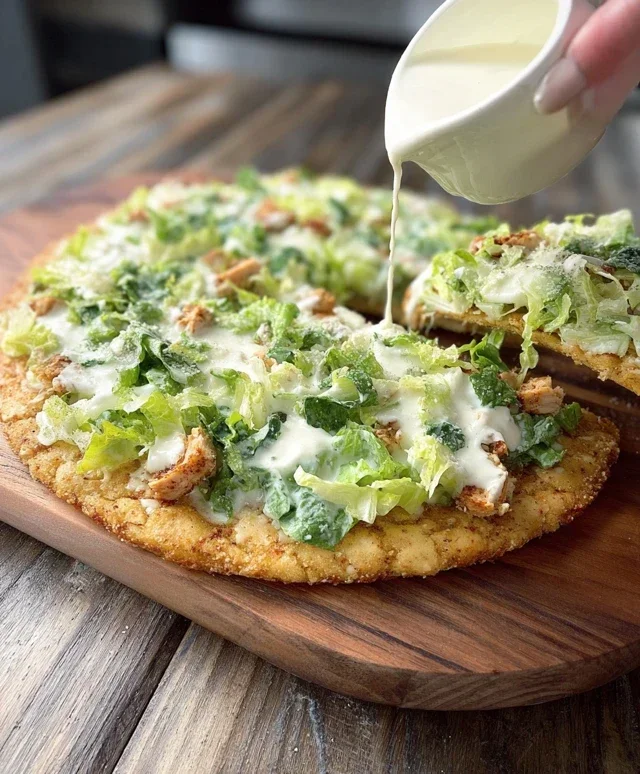 Viral Chicken Crust Caesar Salad Pizza