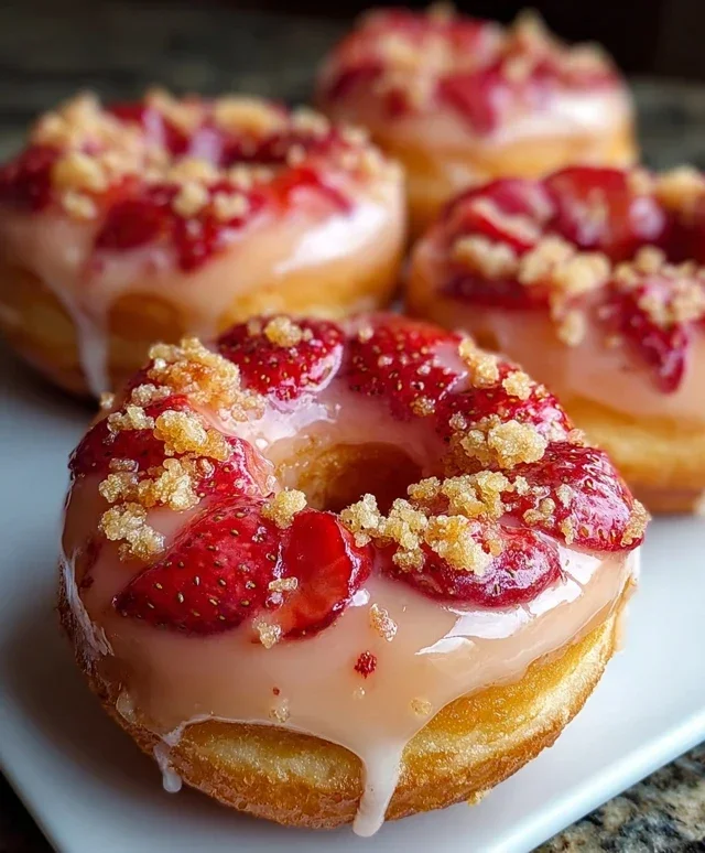 Freshly Glazed Strawberry Crunch Donuts
