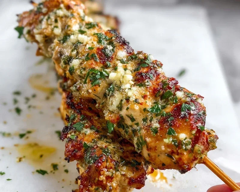Garlic Parmesan Chicken Skewers
