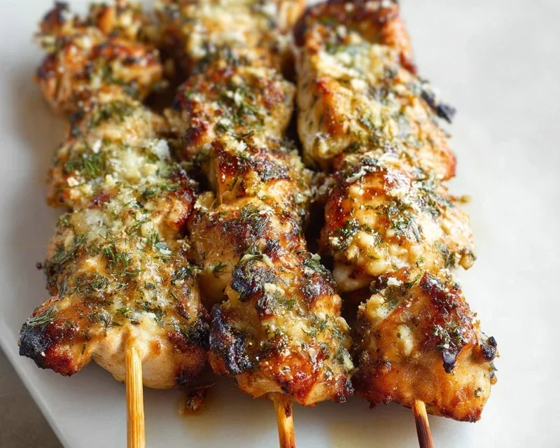 Ranch Garlic Parmesan Chicken Skewers