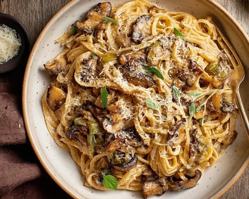 Caramelized Leek and Mushroom Gruyere Pasta