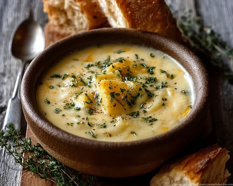 Hearty Cheddar Garlic Herb Potato Soup Recipe
