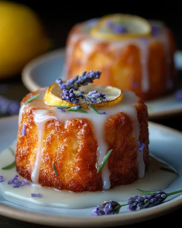 Mini Lemon Cakes With Lavender Glaze