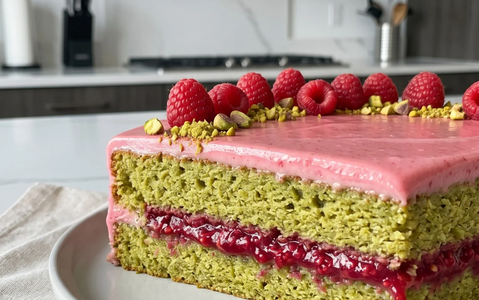 Pistachio Raspberry Cake