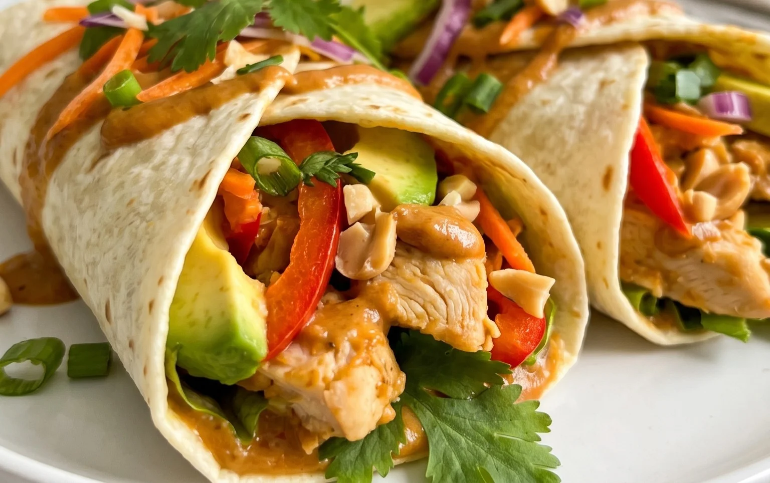 Thai Peanut Chicken Wraps