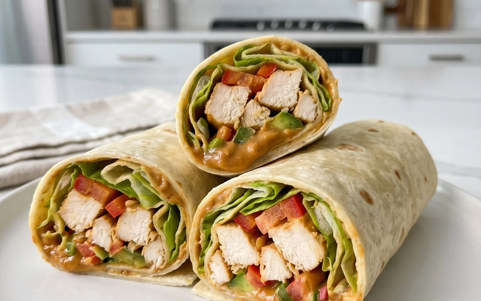 Thai Peanut Chicken Wraps