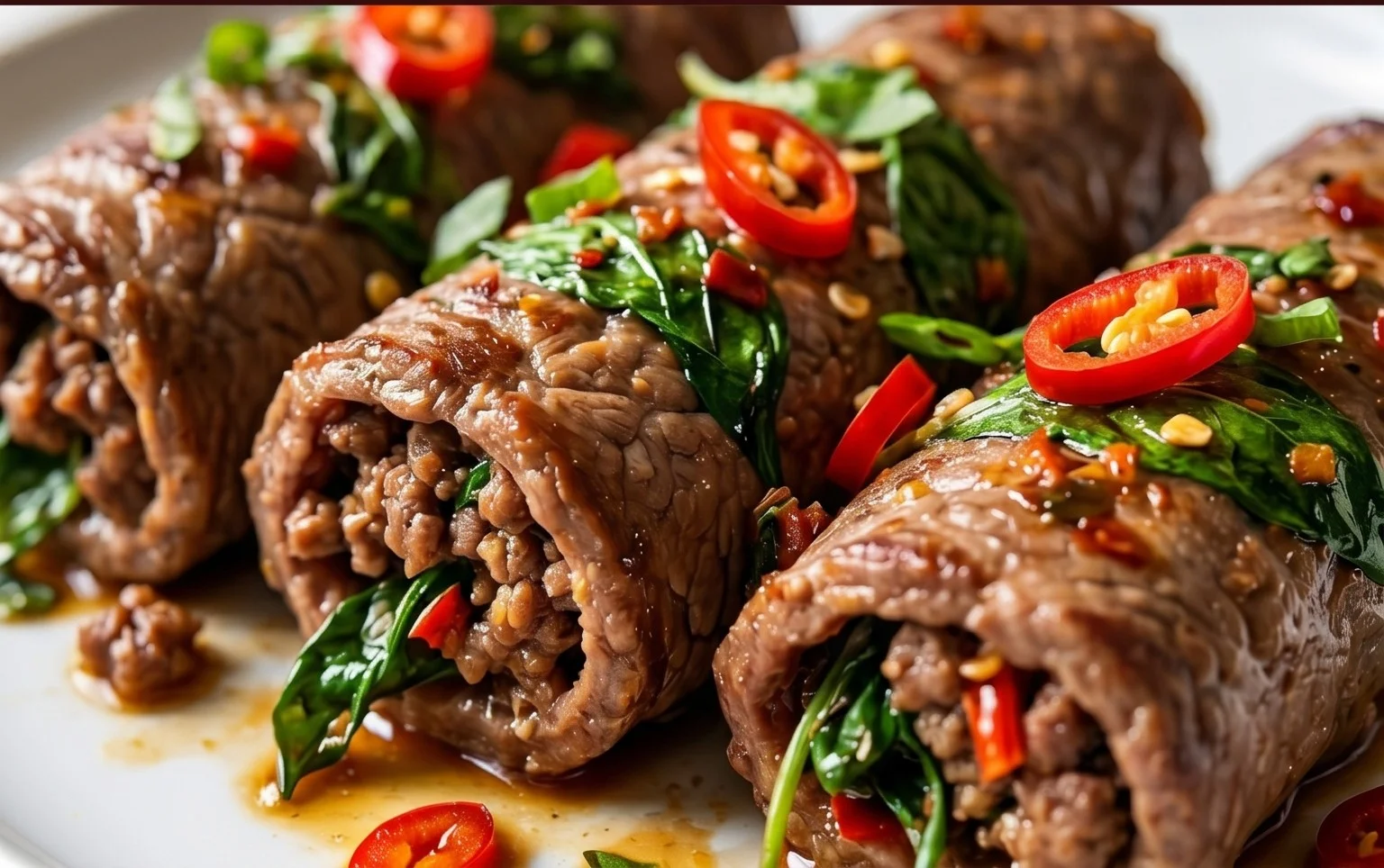 Thai Basil Beef Rolls