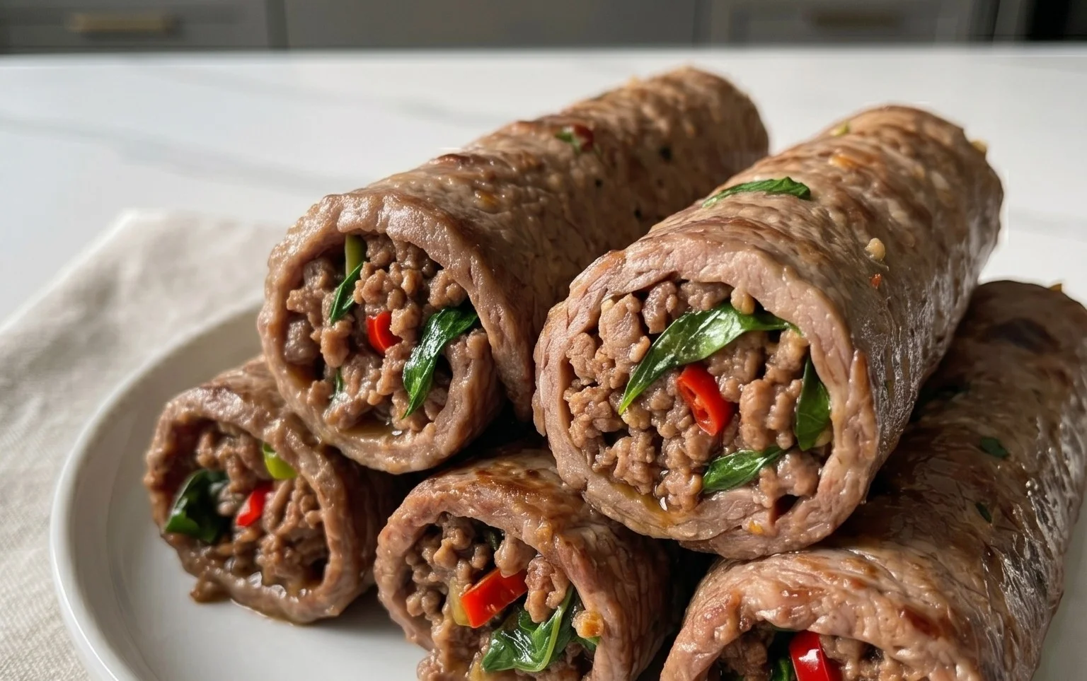 Thai Basil Beef Rolls