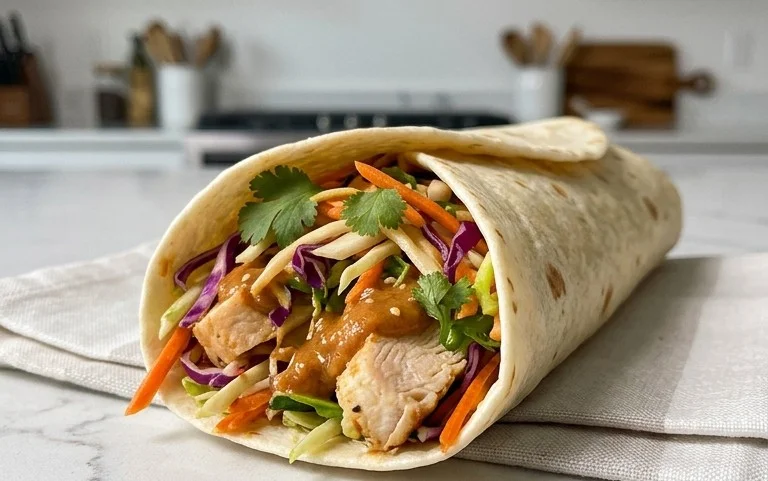 Thai Chicken Wrap with Crunchy Asian Slaw
