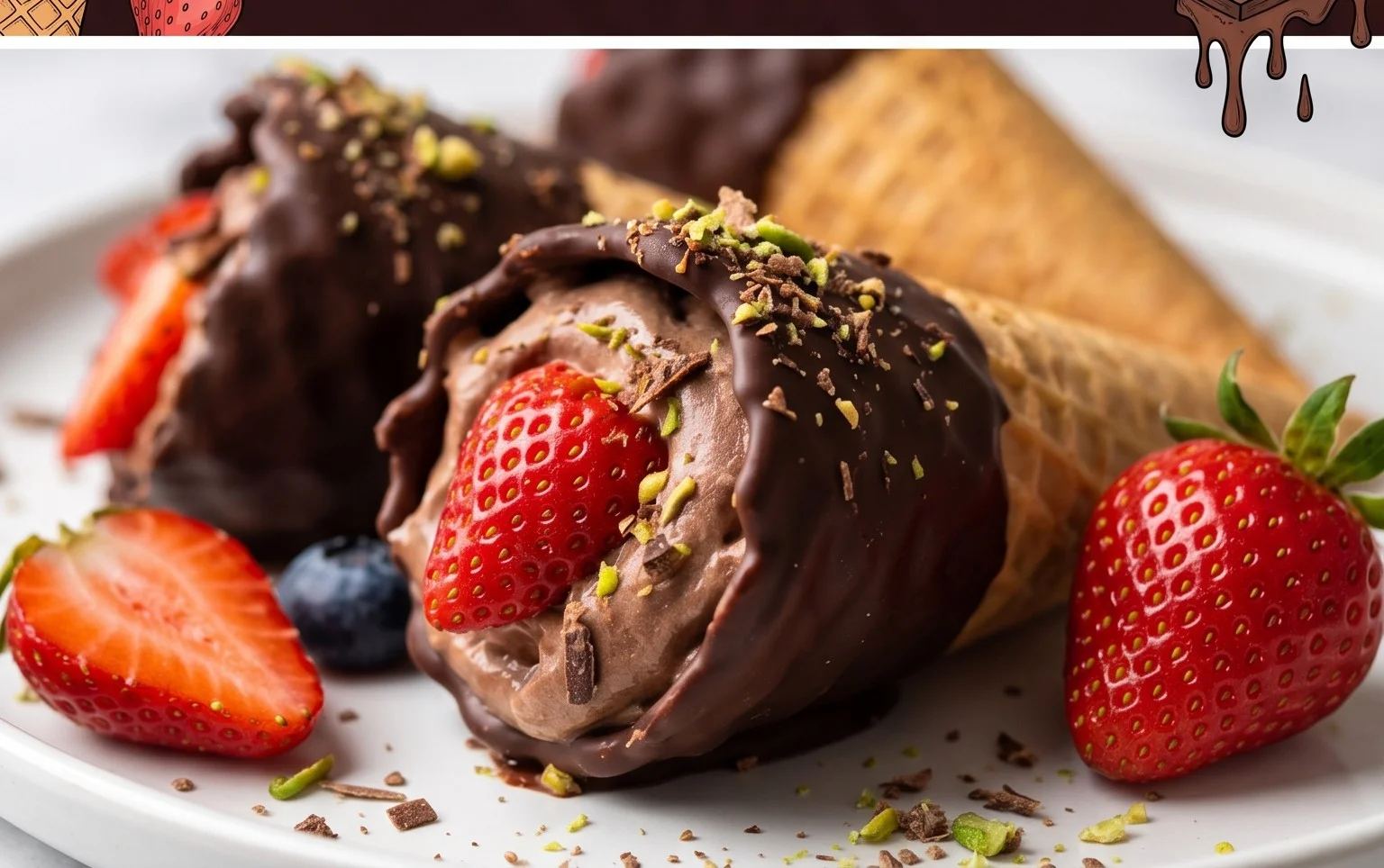 Chocolate Dipped Fruit Filled Cones