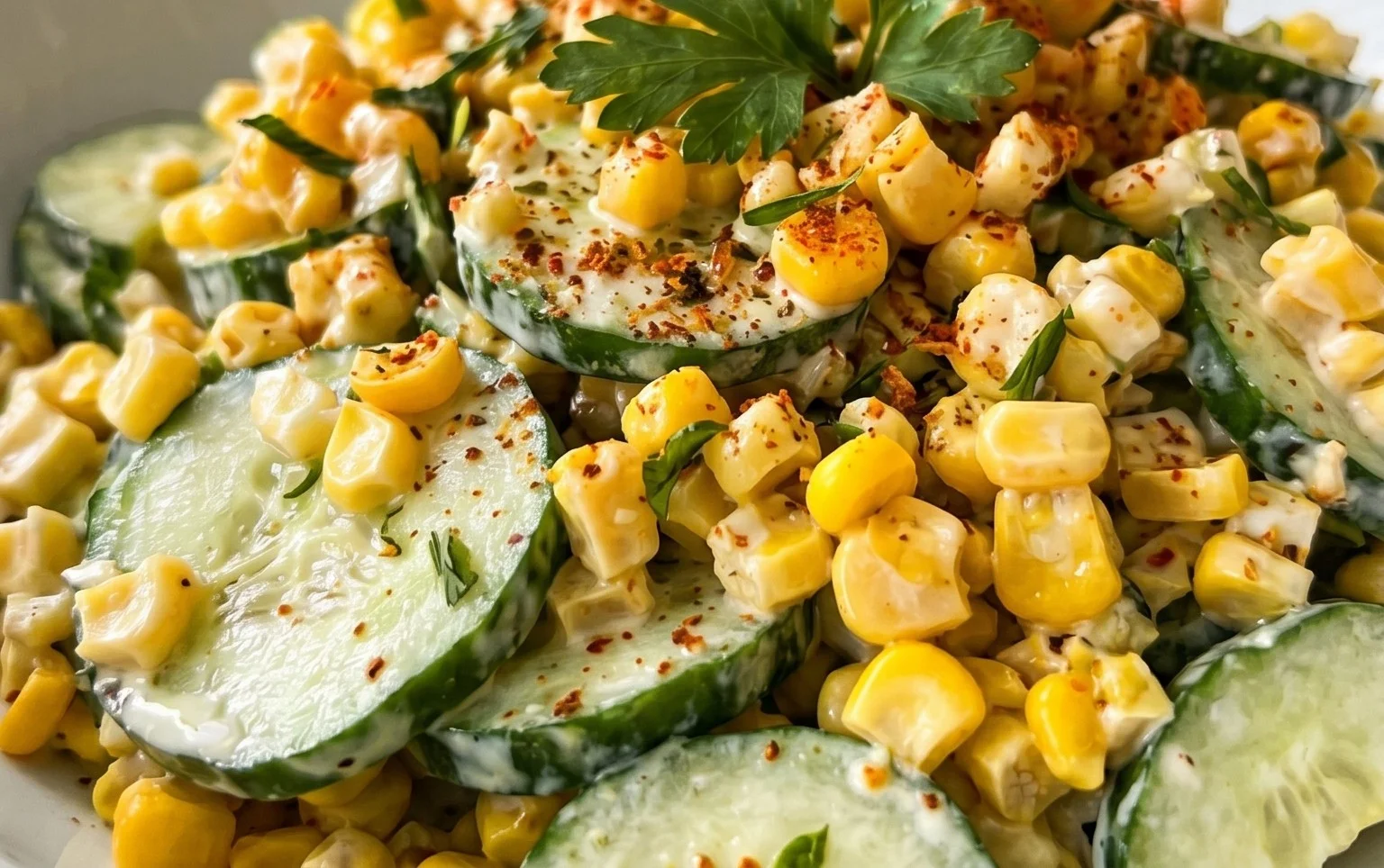 Street Corn Creamy Cucumber Salad