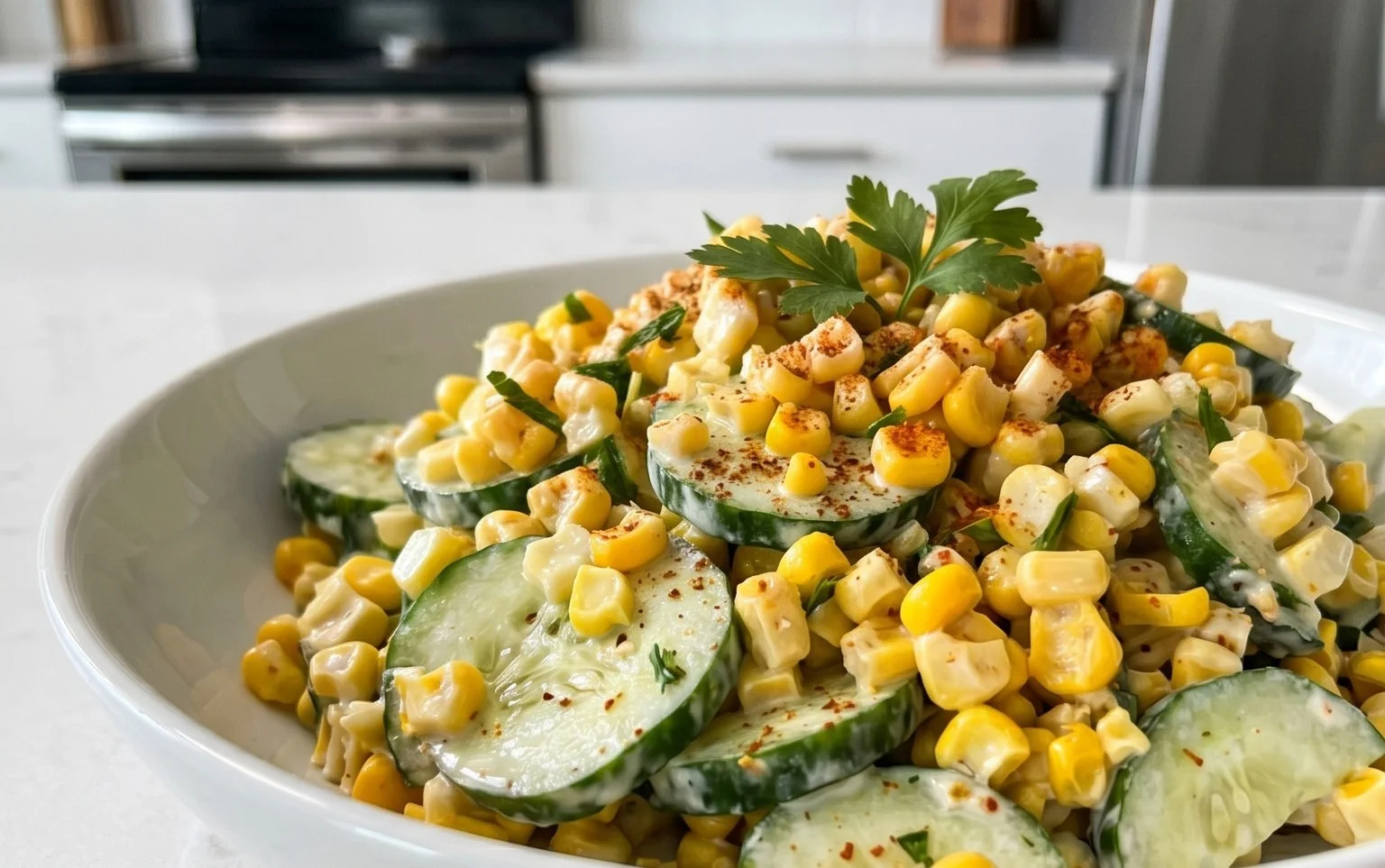 Street Corn Creamy Cucumber Salad