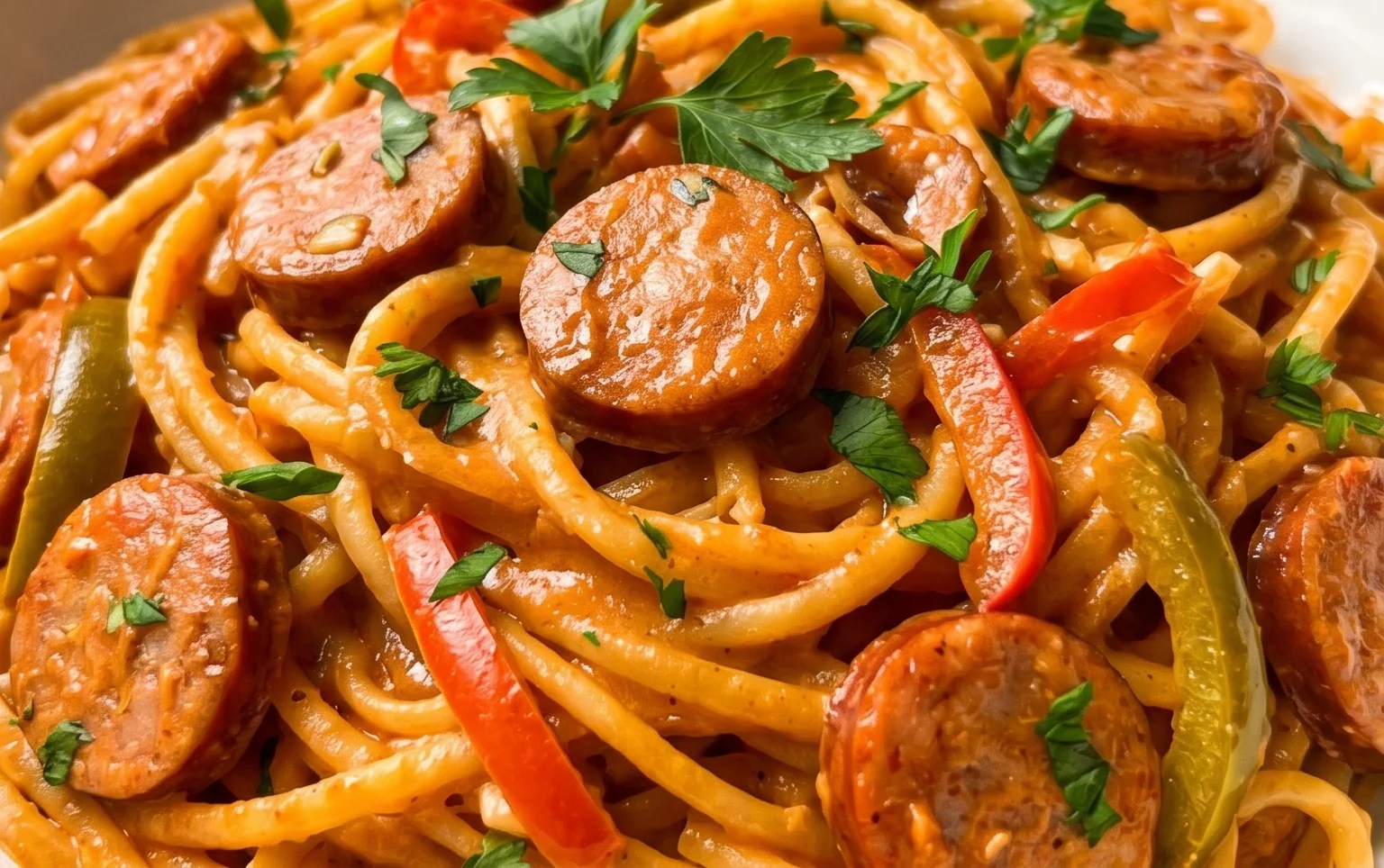 One-Pot Creamy Spicy Cajun Sausage Pasta
