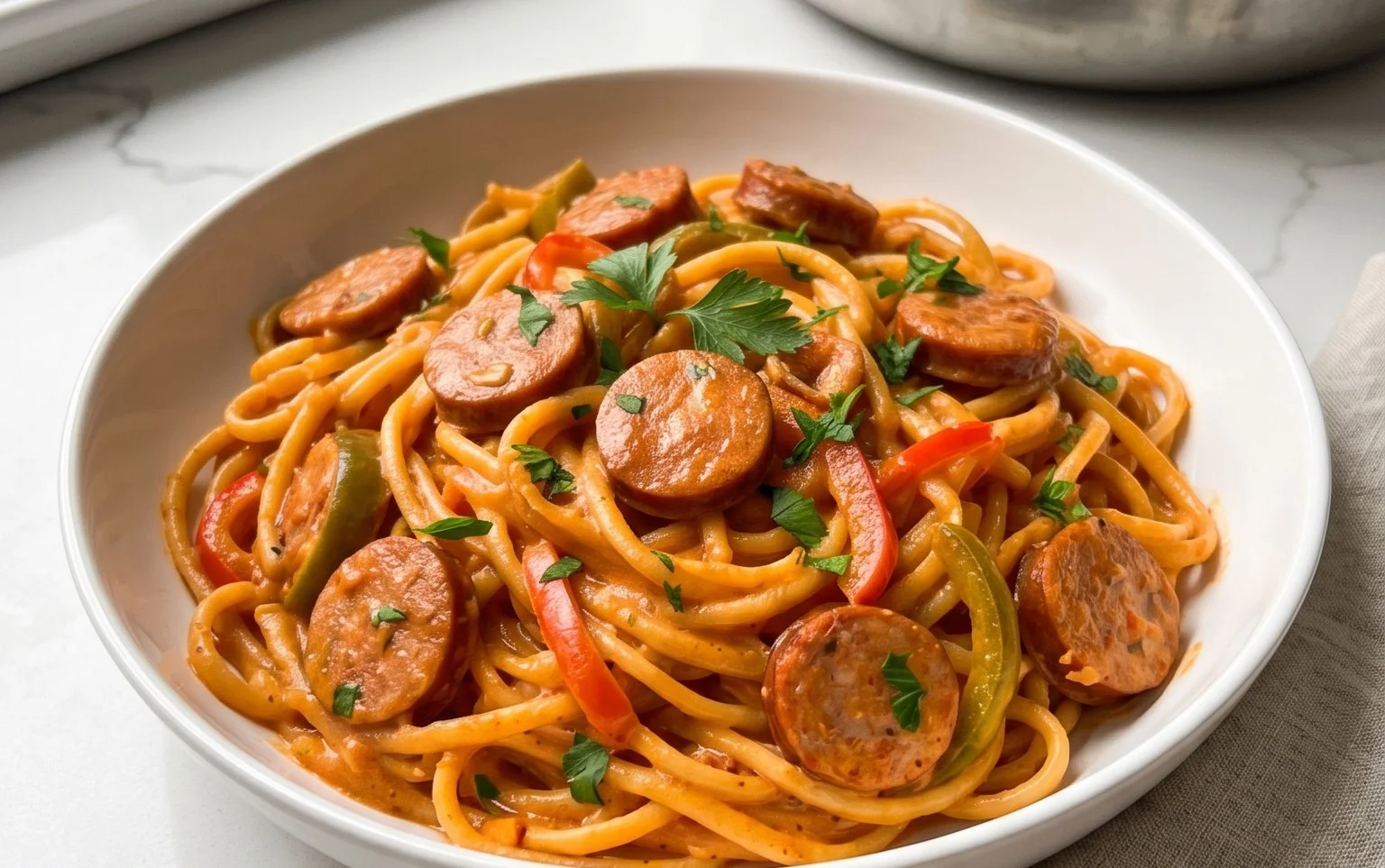 One-Pot Creamy Spicy Cajun Sausage Pasta