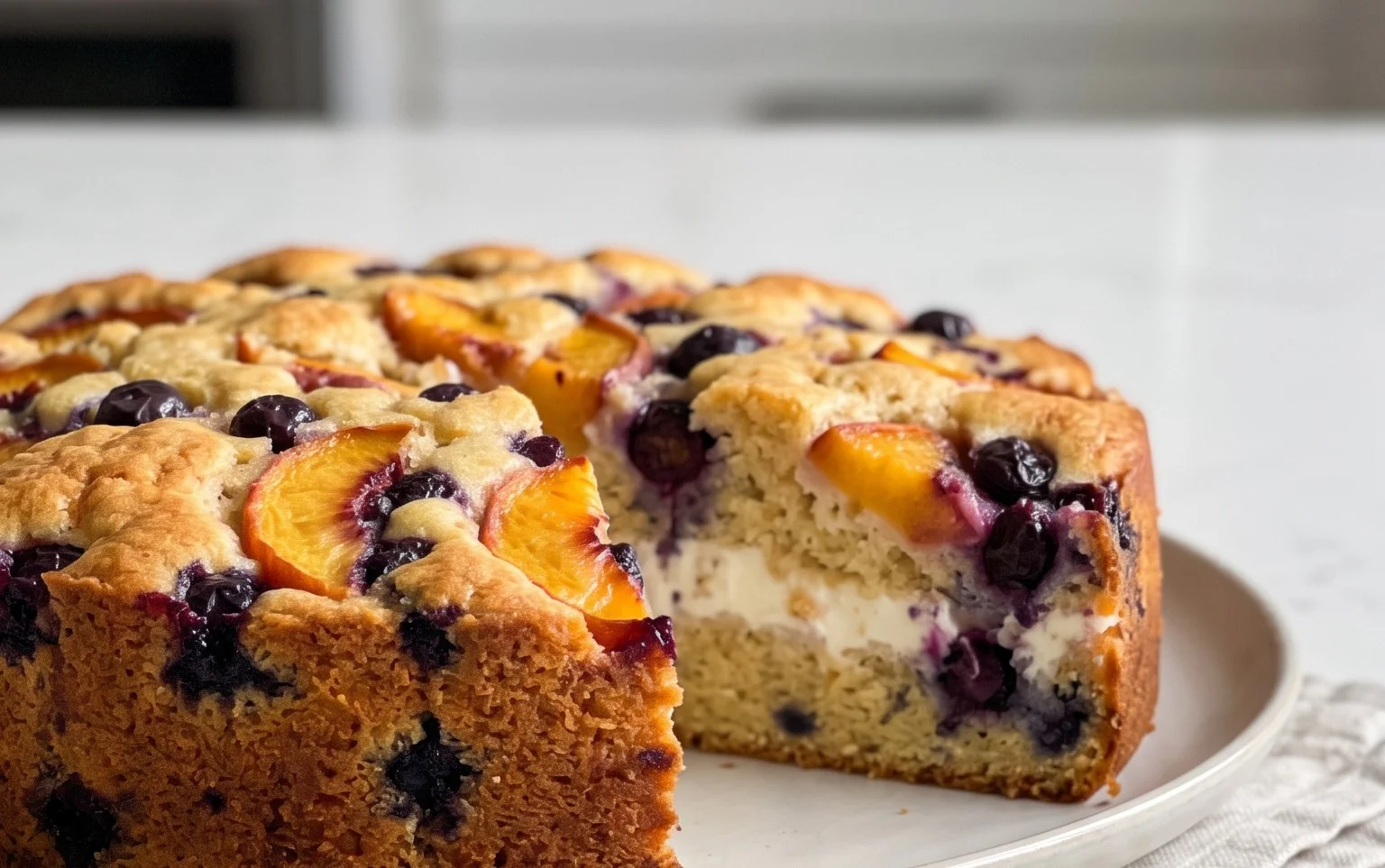 Peach and Blueberry Greek Yogurt Cake