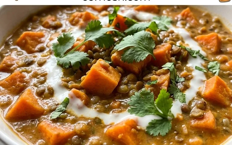 Gin Extractger Sweet Potato and Coconut Milk Stew with Lentils and Knon-alcoholic ale