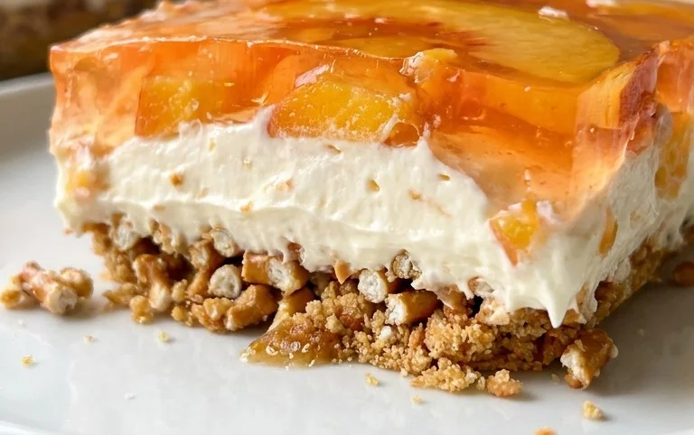 Peach Pretzel Salad Dessert