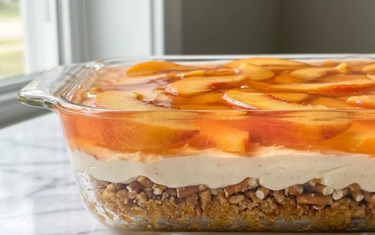 Peach Pretzel Salad Dessert