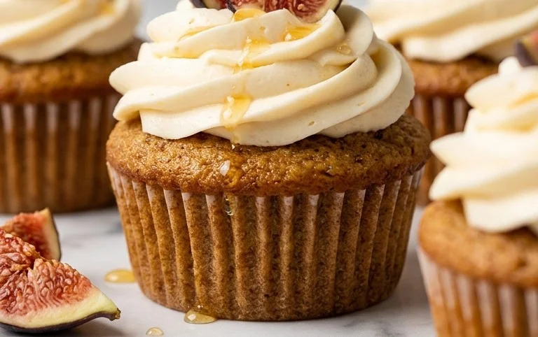 Fig Cupcakes with Honey Cream Cheese Frosting