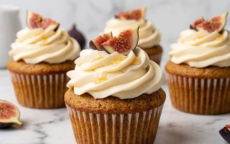 Fig Cupcakes with Honey Cream Cheese Frosting