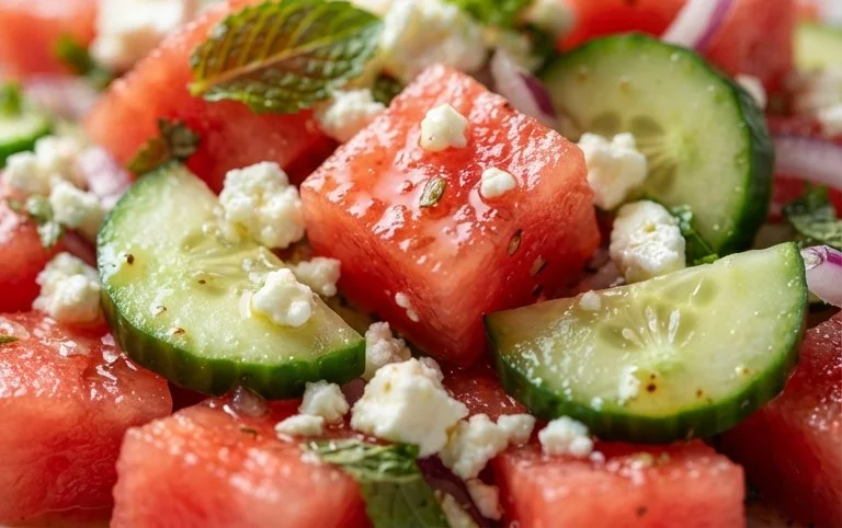 Watermelon Salad with Cucumber and Feta