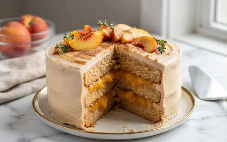 Brown Sugar Layer Cake with Peach Filling