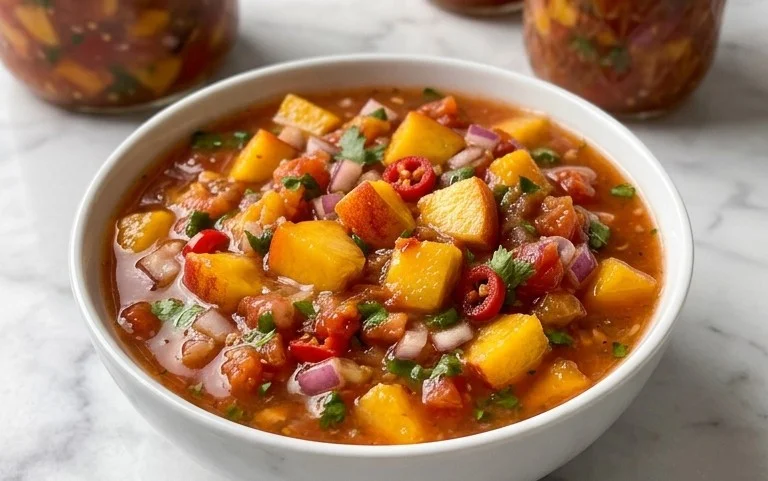 Sweet & Spicy Peach Salsa Canning Recipe