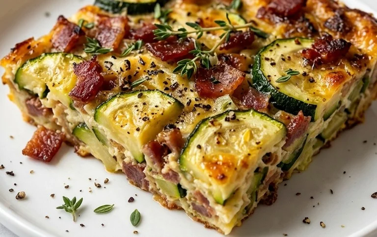 Zucchini and Beef Bacon Slice